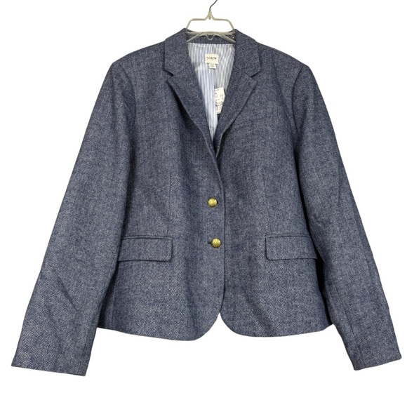 J Crew 2024 Classic Herringbone Wool Blend Two Hutton Schoolboy Blazer - Picture 3 of 7